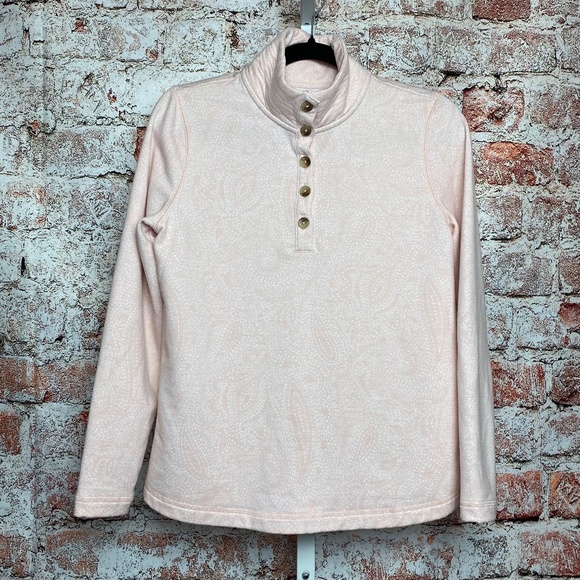 💙5/$15 Croft & Barrow Pink and White Paisley Sweater PXS - Picture 1 of 6